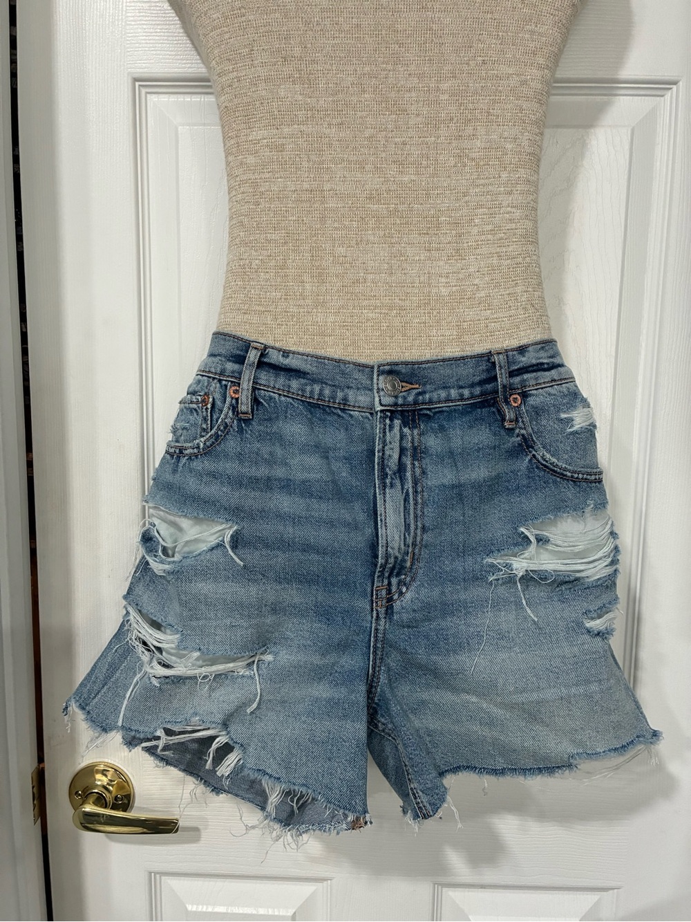 American Eagle Outfitters Distressed Light Blue Denim Cutoff Shorts